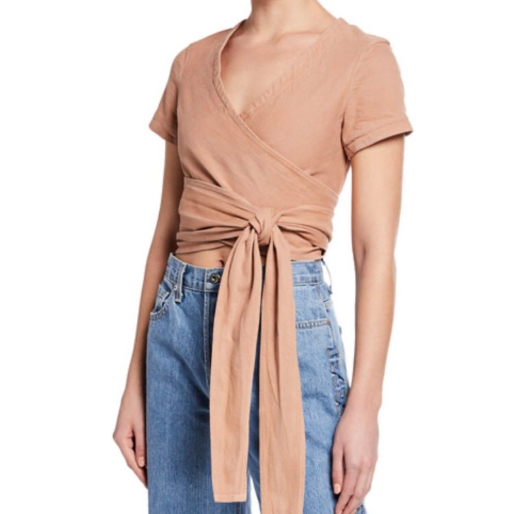 Denim Wrapped Crop Top Brown Size XS/P